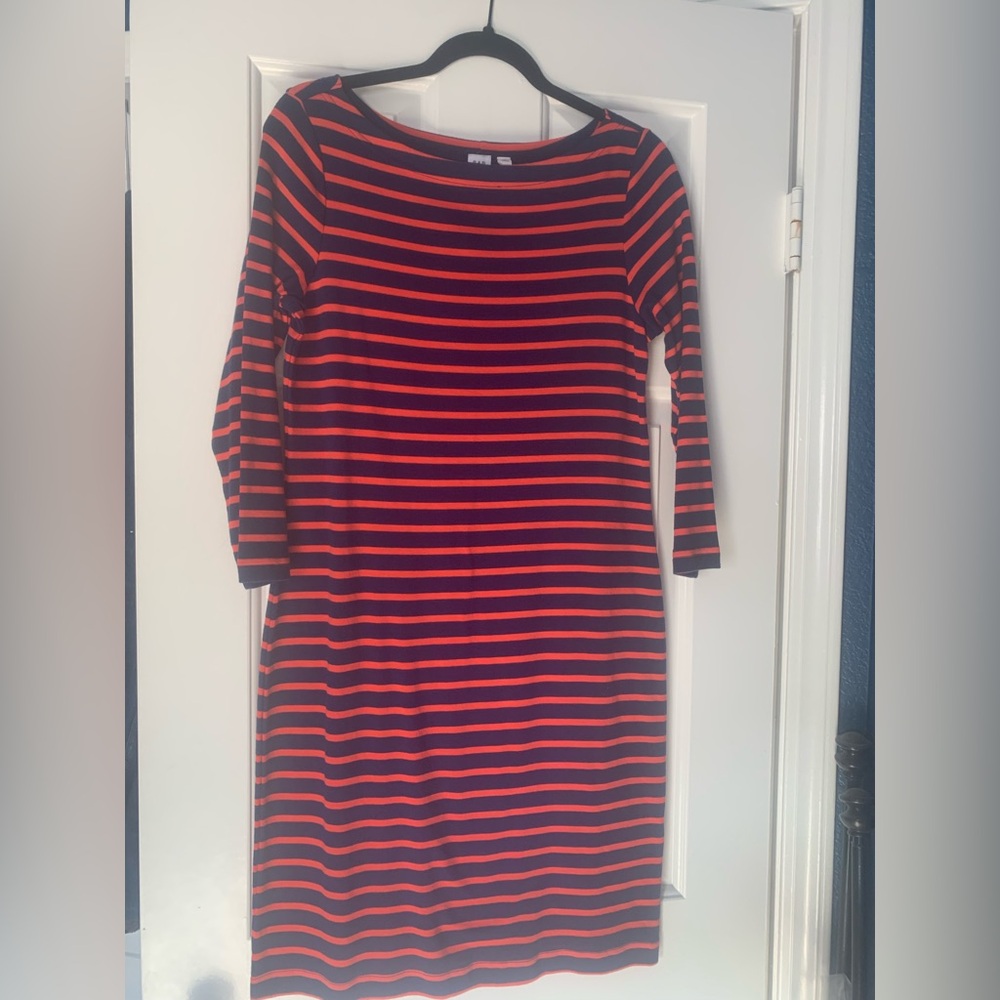 GAP Red and Black Striped Long Sleeve Dress